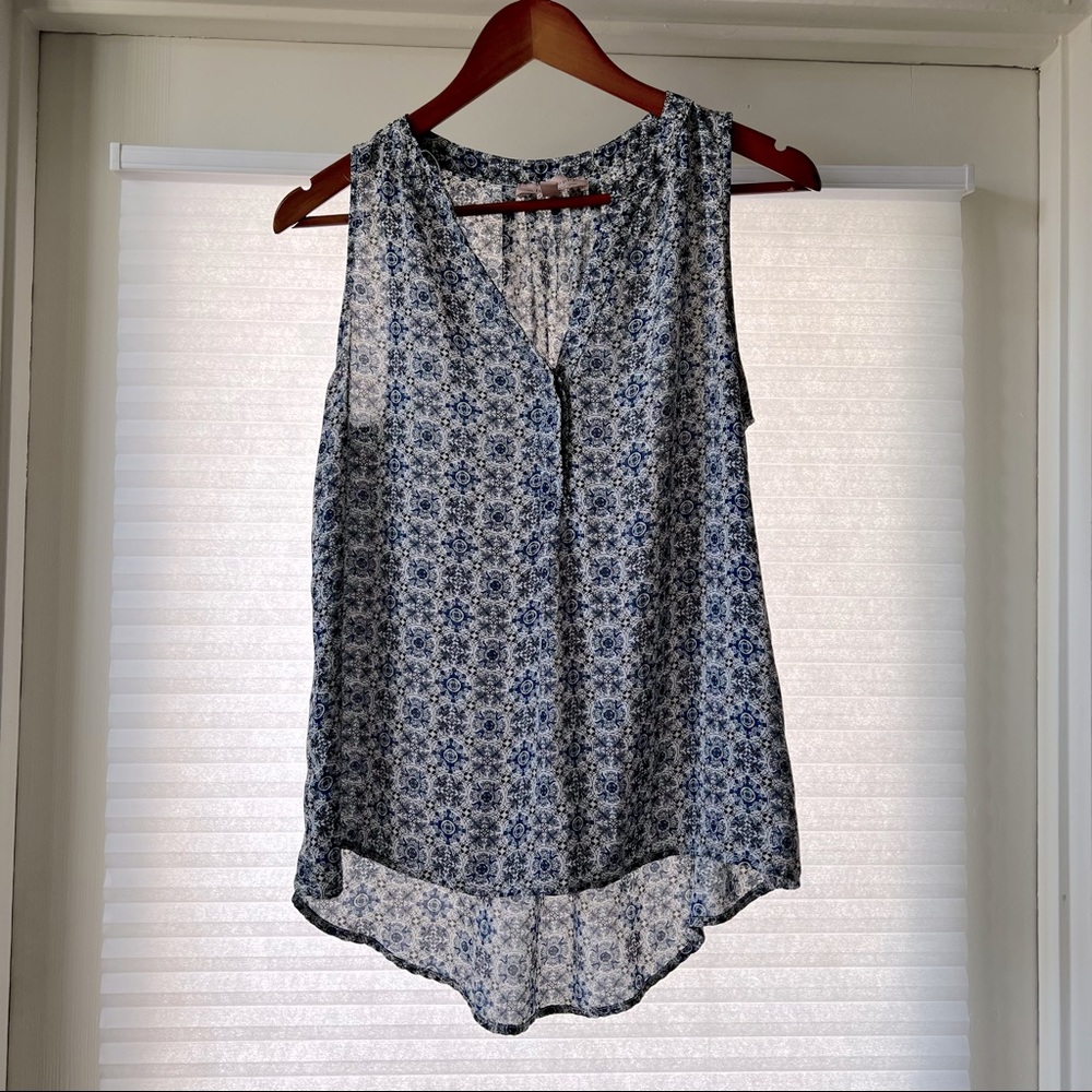 Philosophy blue and white tank blouse